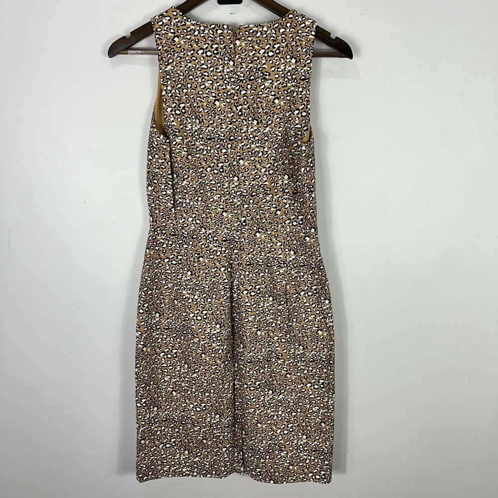 J.Crew‎ Leopard Animal Print Sheath Dress Womens 2 Sleeveless Office Career NWT